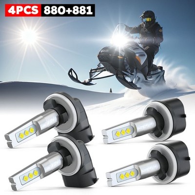 4x 880 & 881 LED Headlight Lamp Combo Bulbs For Arctic Cat Crossfire 8 2010-2011