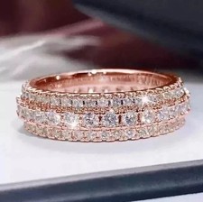 2.50 CTW Round Cut Moissanite Eternity Wedding Band Ring 14K Rose Gold Plated
