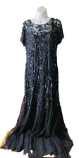 with tags Adrianna Papell Gown Dress Beaded Size 16  Black With Godets L G1N