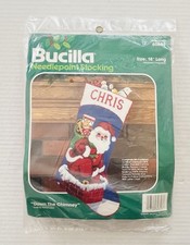 Dimensions Wool Needlepoint Stocking Kit 60653 Down The Chimney Santa Claus