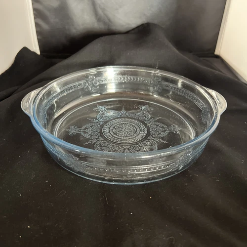 Vintage Fire King Sapphire Blue Philbe Round Glass Pie Plate Baking Dish 8.5”
