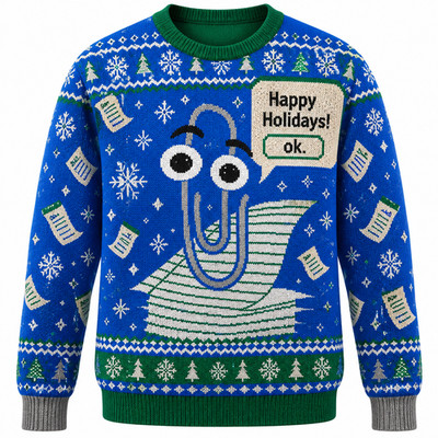 Windows Ugly Christmas Sweater, Ugly Sweatshirt, Ugly Clippy Sweater, Xmas Gift