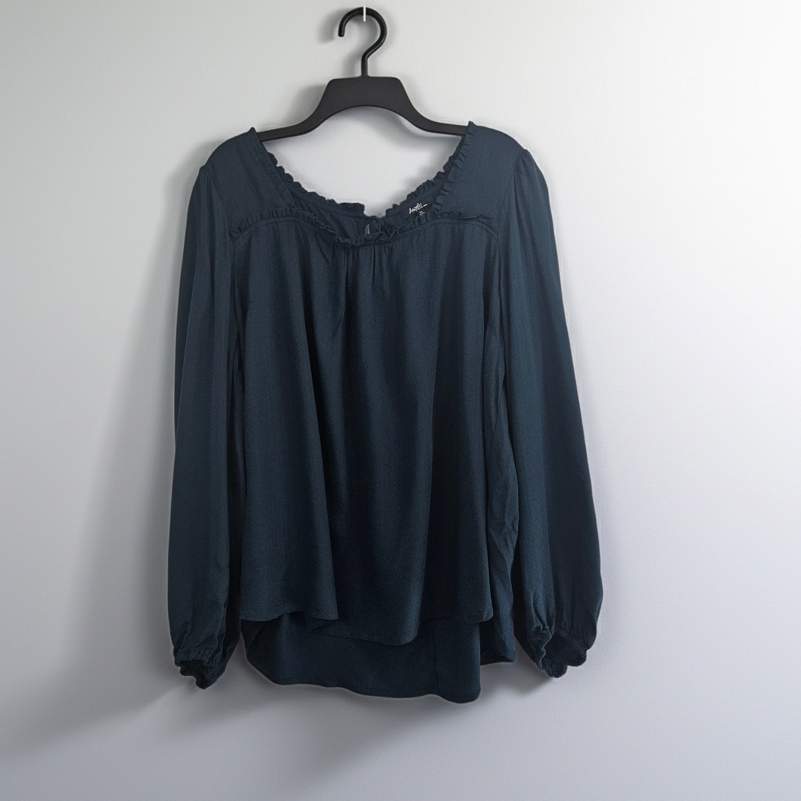 Xl Blouse Dark Teal Boho Peasant Top Flowy