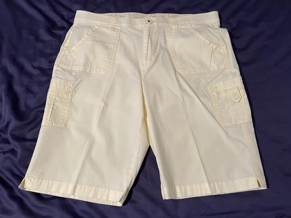 Pantalones Cortos Mujer Talla 12 Gloria Vanderbilt Bermudas Amarillo Denim Jean Vintage Elástico Foto 2 de 4