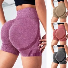 Women High Waist Seamless Scrunch Yoga Shorts Bum Butt Lift Workout Pants Gym