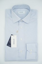 Men Eton Shirt Poplin Single Cuff Shirt Contemporary Fit Size 40 15 3/4