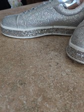  Double Strap Retro Silver Glittery Tennis Sh...