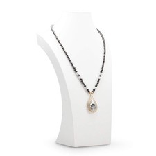 White Leather Jewelry Bust Necklace Display Stand Trade Show Jewelry Holder ...