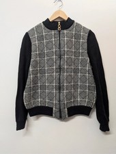 LioLa Vintage Check Zip Cardigan Italian Wool Plaid Knit Womens Size M