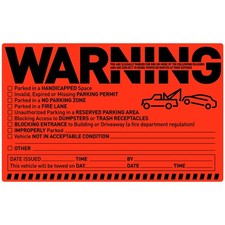 50 Parking Violation Notice Tow Stickers - Adhesive Fluorescent Labels