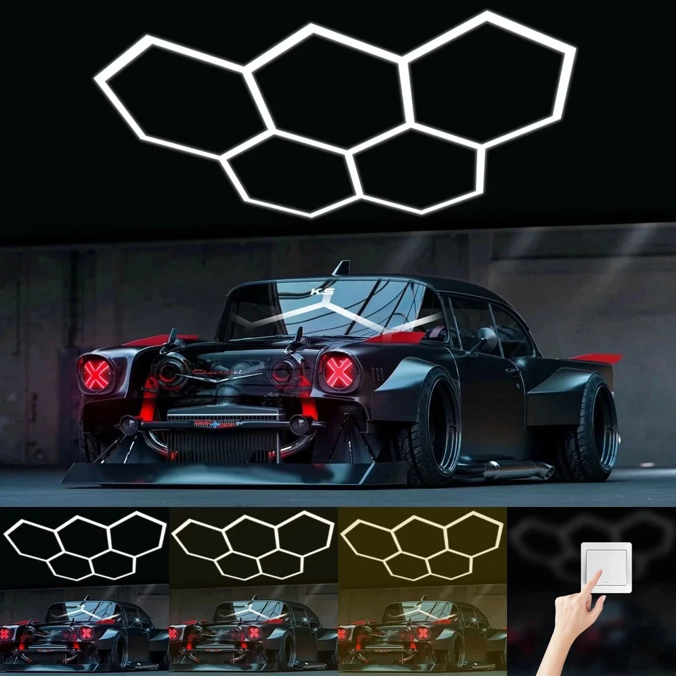 5-14 x lampada LED esagonale officina garage parete soffitto luce illuminazione - Immagine 2 di 4