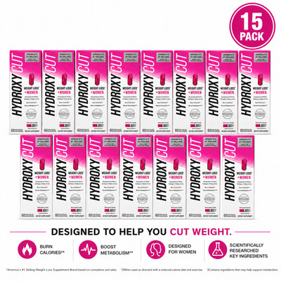 Hydroxycut Weight Loss for Women with Biotin Collagen & Iron 60ct 15 Pack Bundle