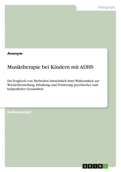 Anonymous | Musiktherapie Bei Kindern Mit Adhs | Taschenbuch | Deutsch (2023)-image