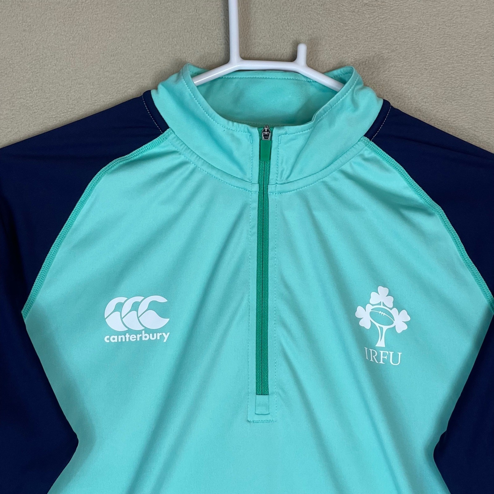 Canterbury Ireland Rugby IRFU Quarter Zip Pullover Shirt Men's Size S Aqua Navy