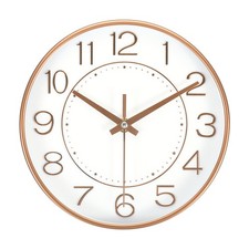 8" Wall Clock Battery Operated Silent Non-Ticking Round Modern Clock Gold