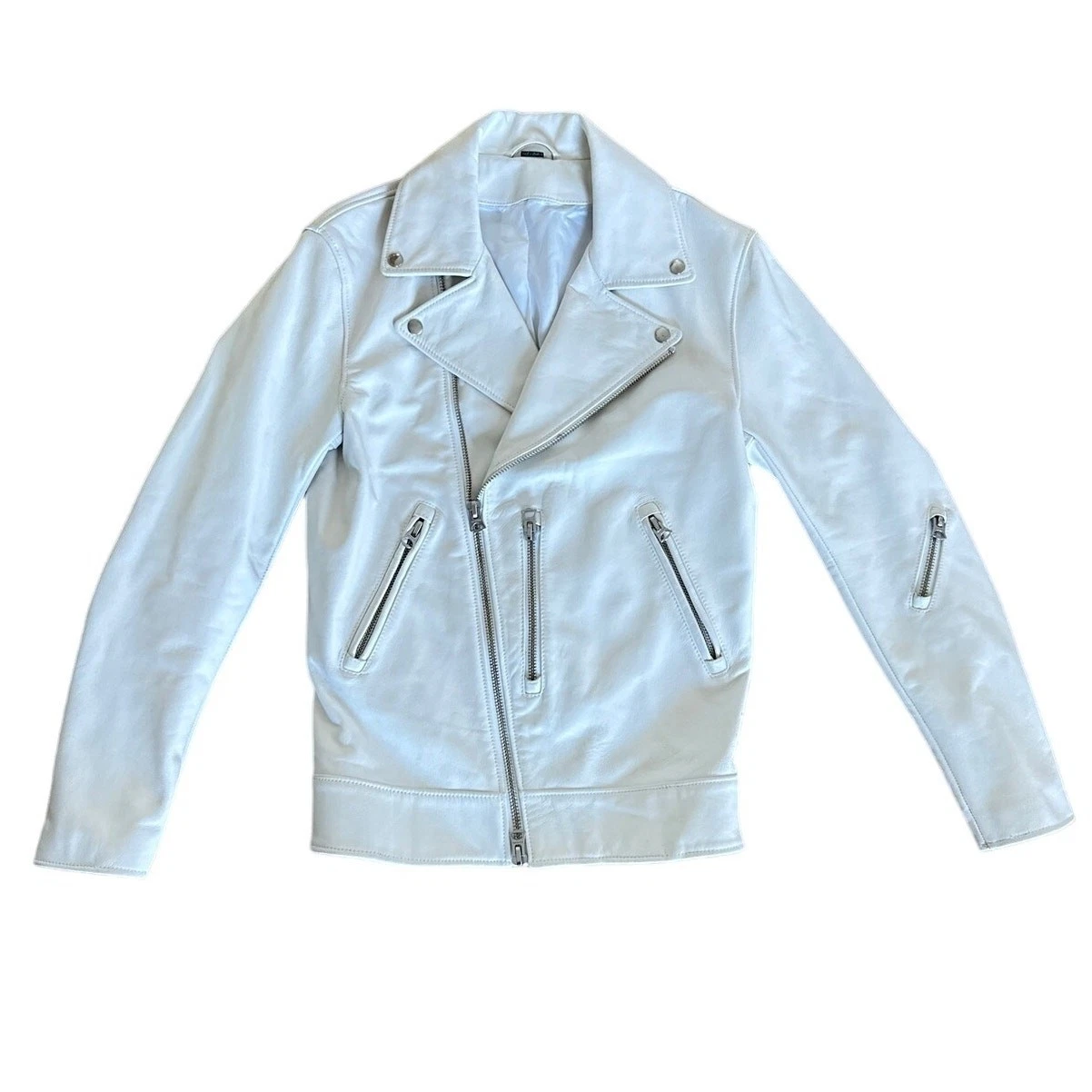 Acne Studios Giacca in pelle di agnello Nate Clean bianca