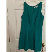 Women's Green VNeck Sleeveless LOFT Dress w/Pockets Size 10P