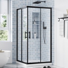 36x36 Corner Shower Enclosure W Clear Tempered Glass Sliding Door Matte Black 36x36 Corner Shower Enclosure W Clear Tempered Glass Sliding Door Matte Black