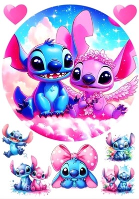 Lilo and Stitch Essbar Party Tortenaufleger Torte Freunde Zuckermasse + TEXT