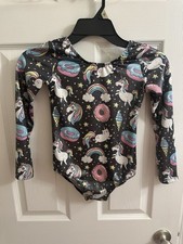 Unicorn Donut, Rainbow, Long Sleeve Girls, Dance, Gymnastics Leotard Size 140