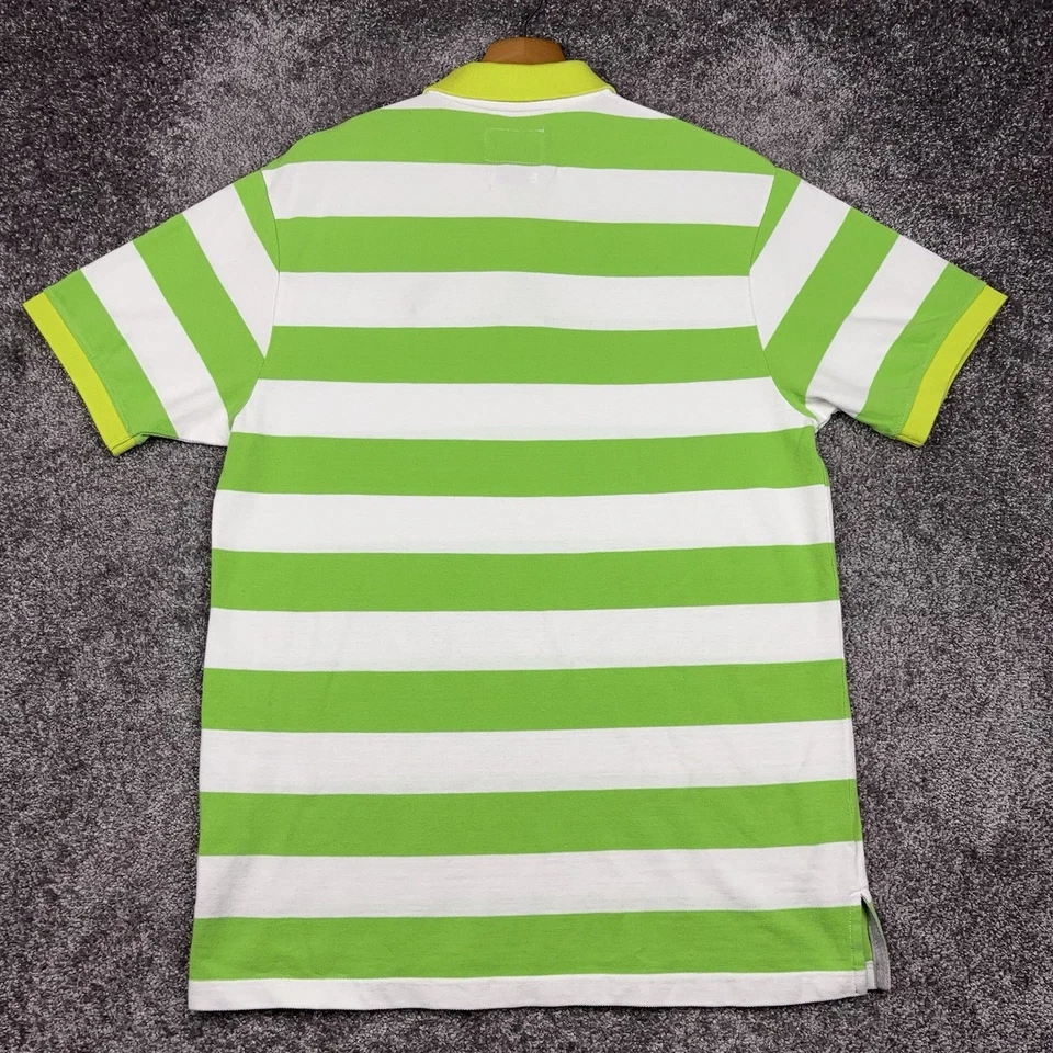 Polo Billionaire Boys Club Para Hombre XL Verde Rayas Raygun Logo Diseñador Foto 4 de 4