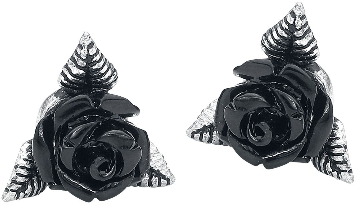 Серьги-гвоздики Damen Black Rose из коллекции Alchemy Gothic Ohrstecker schwarz/silberfarben