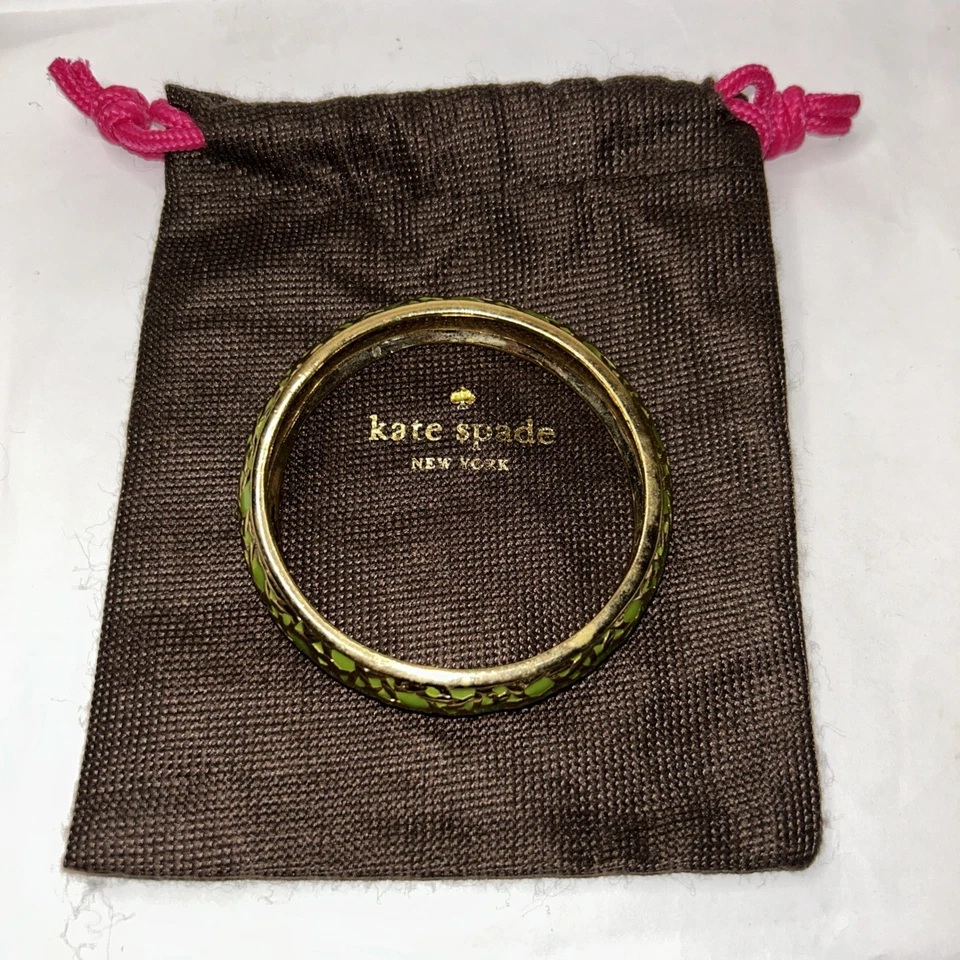 Pulsera Kate Spade New York Esmalte Oro Verde Con Bolsa para el Polvo Diseño Bambú Regalo Foto 2 de 4