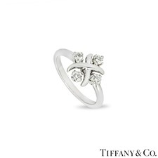 Tiffany & Co. Platinum Schlumberger Lynn Diamond Ring Size 52 0.20ct TDW