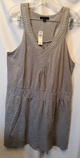 NWT Banana Republic Women’s Size XL Dress Gray Sleeveless V-Neck A Line Studded