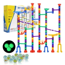150PCs Marble Run Set Marble Maze Building Block Brain Game 10 Glow Marbles
