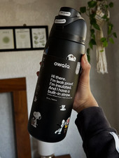 Snoopy Owala 32oz Stainless Steel Water Bottle Black Exclusive Edition