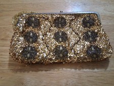 Vintage Walborg Gold Sequin Beaded Evening Bag 8.5 X 5.25 Free Shipping