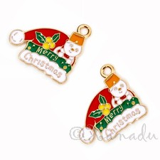 Merry Christmas Snowman Charms 22mm Enamel Gold Pendants C941120 - 5, 10, 20PCs