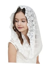 Flowergirl Veils First Communion Veil Lace Floral Edge Ivory Infinity-flowers