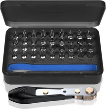 37pcs Mini Ratchet Screwdriver Set with 1/4" S2 Steel Bits, 90 Degree Right... 
