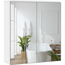 Armadio Da Bagno Con 2 Porte A Specchio 615038 Bianco (2 Specchi), Bianco - A