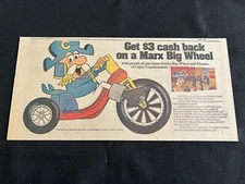 #01a MARX BIG WHEEL Sunday Comics Section Ad QUAKER OATS CAP'N CRUNCH 1974