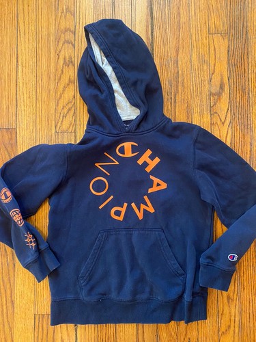 Champion Blue Hoodie Sweatshirt Boys M 10/12 Orange Circle Spell Out RARE! - Bild 1 von 4