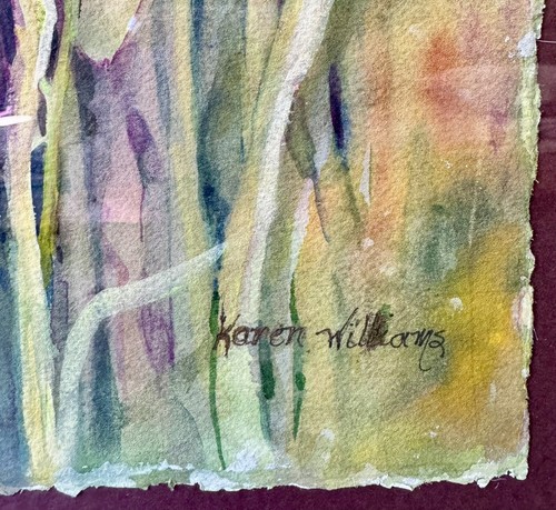 Original Watercolor Daffodil Painting Signed Karen Williams Framed & Matted - Picture 6 of 9