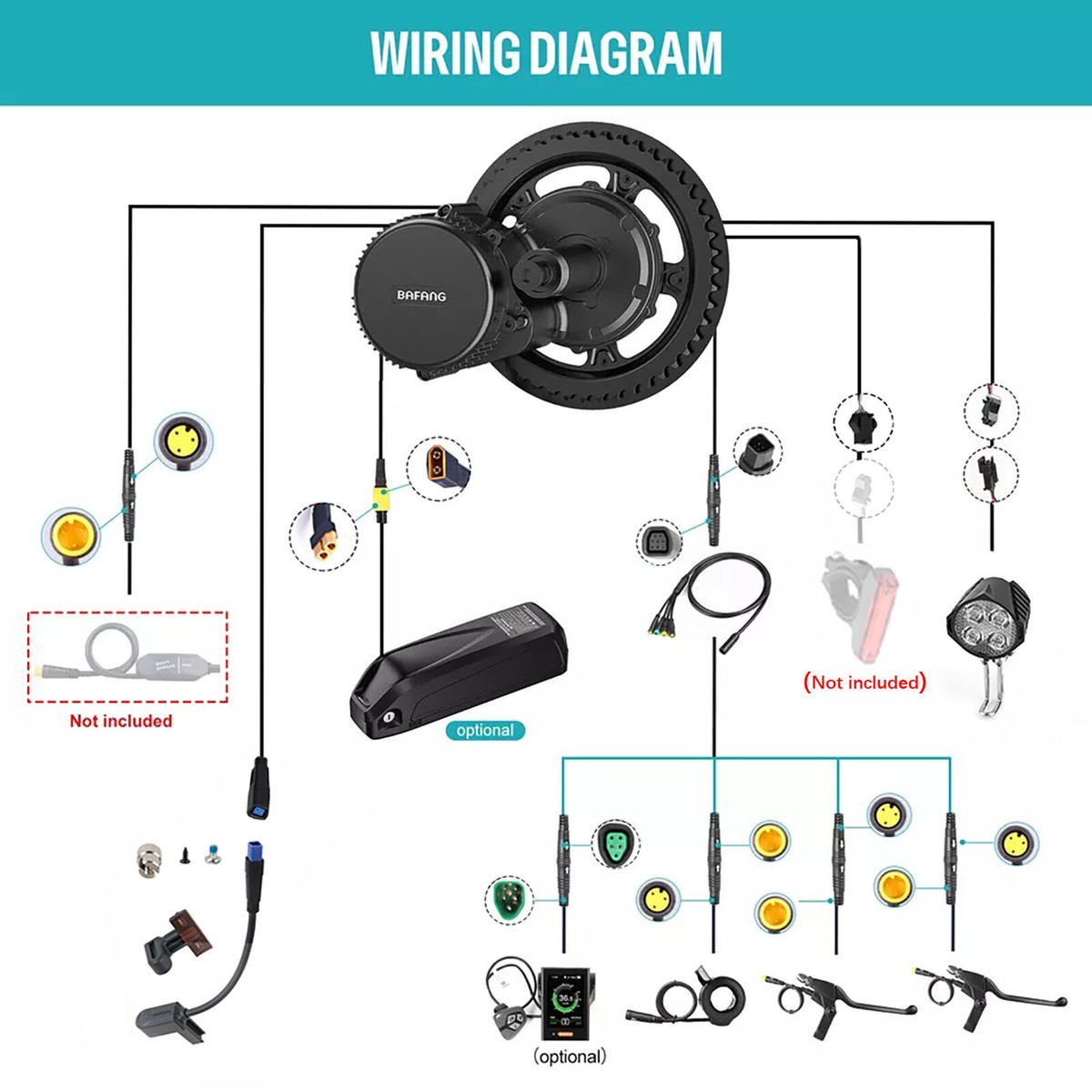Kit Bici Elettrica Con Batteria Kit Conversione Bici Elettrica Bafang 750W  48V Motore Centrale BBS02B Per BB 100mm, Display LCD Incluso Batterie Per 