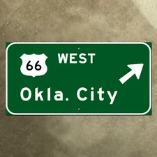 Oklahoma City US 66 OKC highway road freeway guide sign green 1961 I-44 16x8