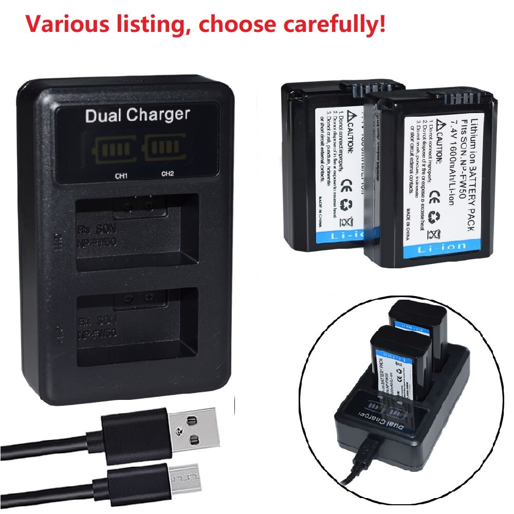 Batteria Sony NP-FW50 Di Ricambio - Compatibile Con Alpha ZV-E10, A7, A6000 E Fotocamere Mirrorless | Lunga Durata 1950mAh