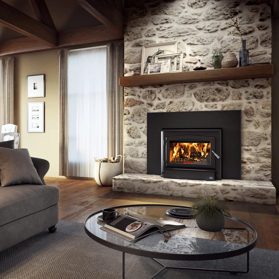 Inserto de madera Osburn 3500-i con soplador, grande 110.000 BTU aprobado por la EPA-Revestimiento flexible Foto 4 de 4