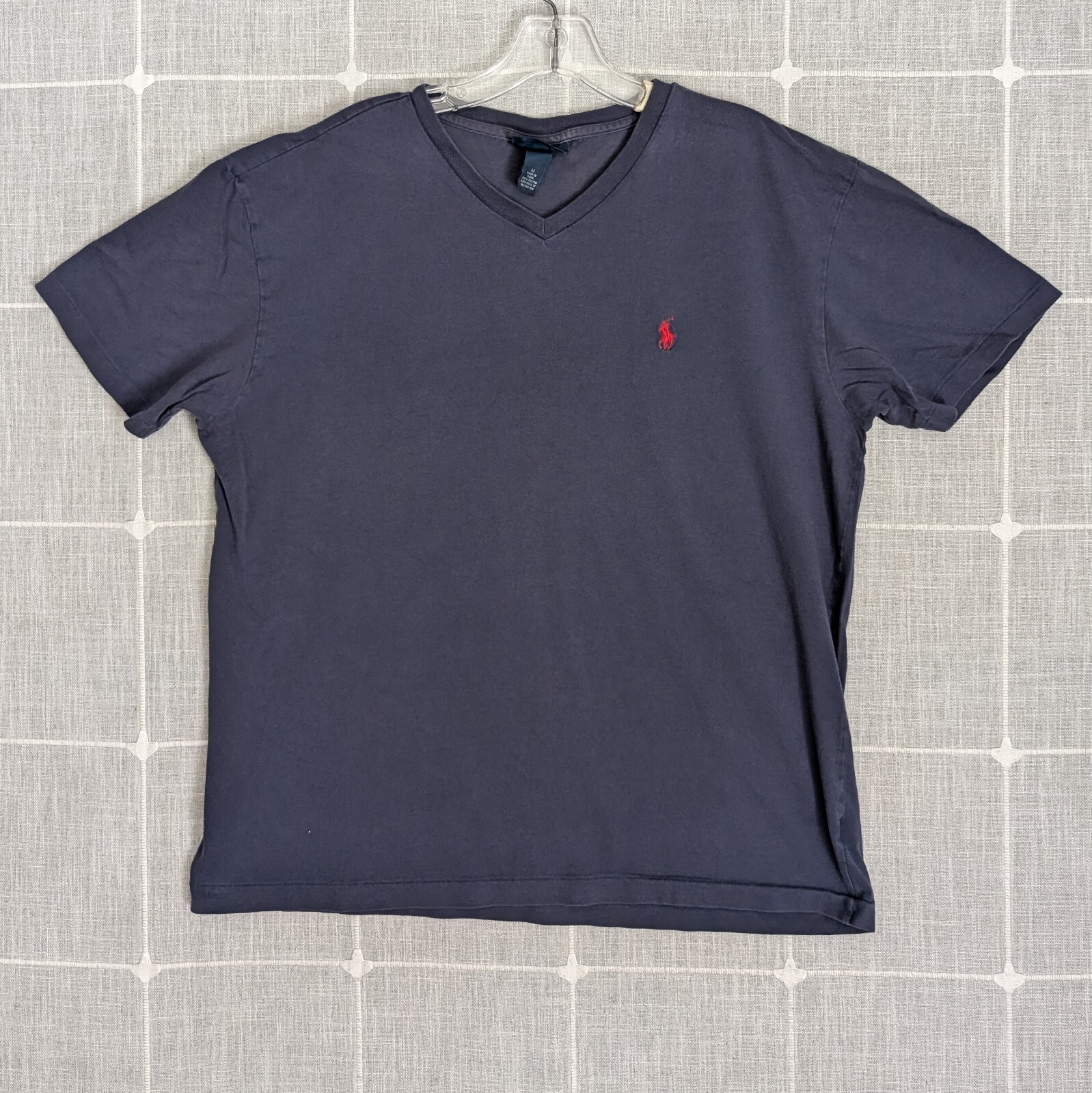 Polo Ralph Lauren camicia uomo blu medio Y2K pony logo sbiadito boxy maglietta basic