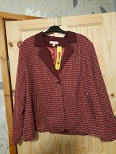Bnwt Top To Toe Ladies Boucle Burgundy Mix Jacket Size 14