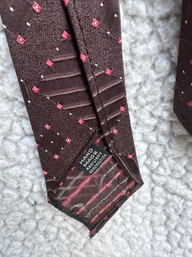 Boy’s Vintage Necktie Brown Geometric - Picture 3 of 10