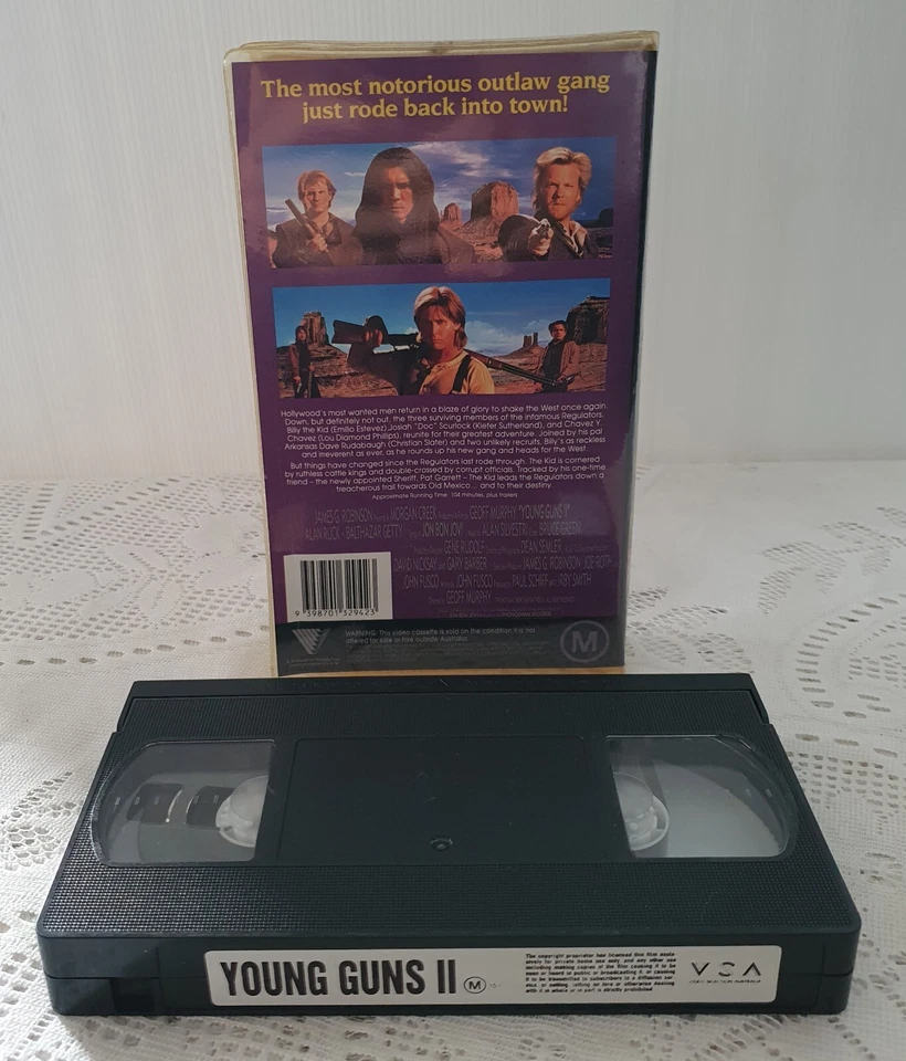 Young Guns II, 2, VHS Tape, Kiefer Sutherland, Vintage Video, Movie, M15+ 1990 - Image 2 of 2