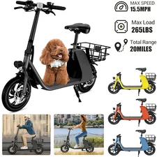 450W Electric Scooter for Adults Foldable Scooter with Seat&Carry Basket E Moped