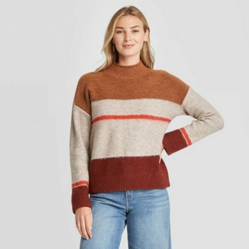 Women's Plus Size Striped Mock 