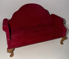 Concord Dollhouse Miniatures Velvet Queen Anne Settee
